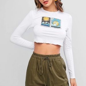 Long sleeve white “mountain angel” top